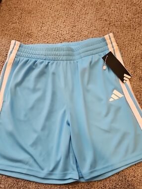 Adidas Boy Shorts Sky Blue Shorts with White Stripes